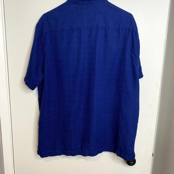 Nat Nast Mens‎ Shirt Size Large Short Sleeve Button Up Blue Silk blend - Picture 5 of 8